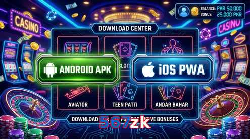 Main screen of 567Zk download page for PK players