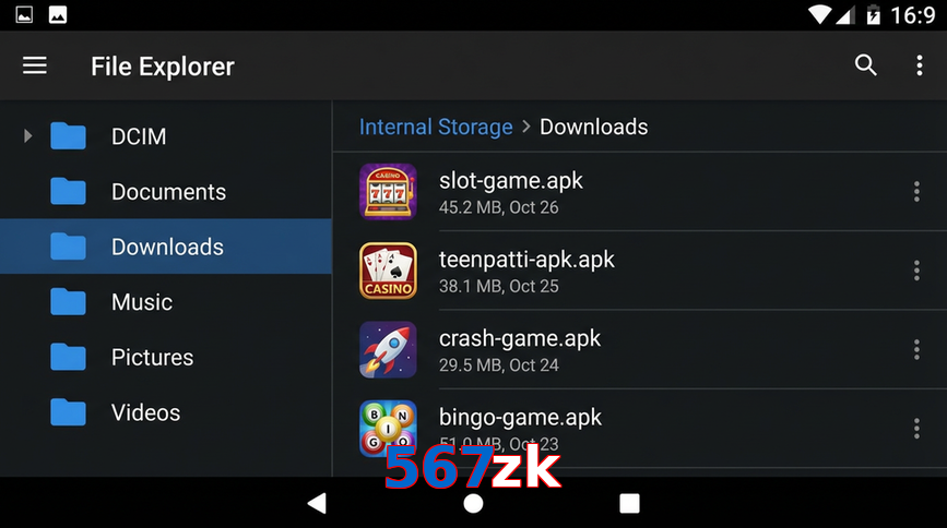 Main screen of 567Zk gameapk page for PK players